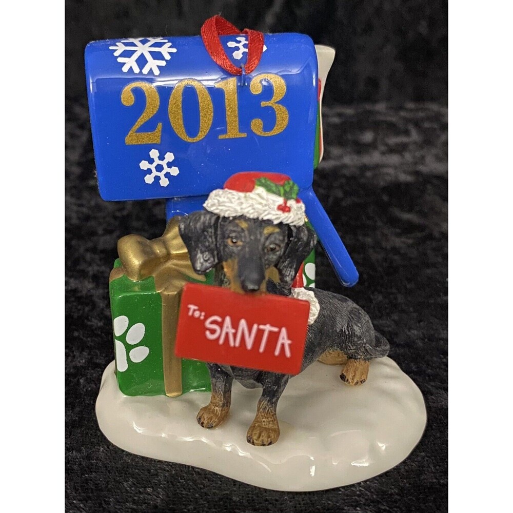 Danbury Mint Dachshund Delight Santa Letter Mailbox 2013 Christmas Ornament